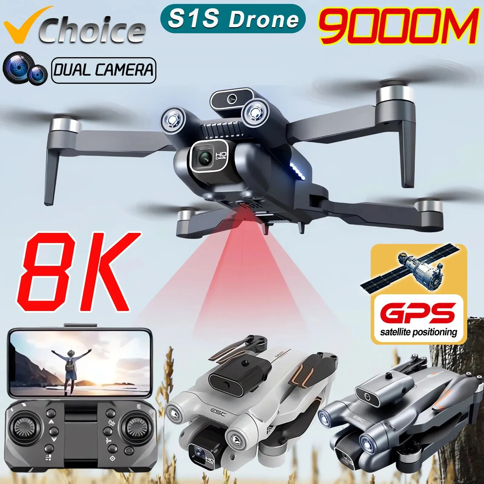 Drone Camera Hd - S1S 5G GPS Drone Caméra 8K,