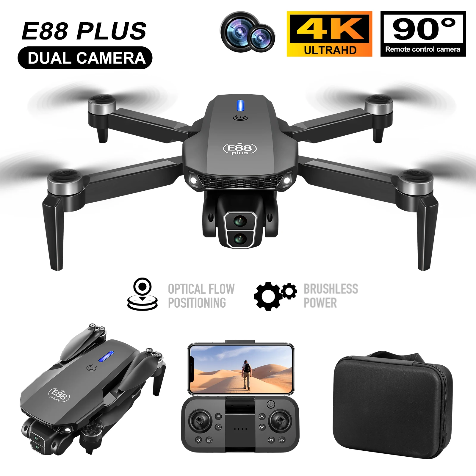 Nouveau drone quadrirotor E88  - Drone Camera 4K avis et prix